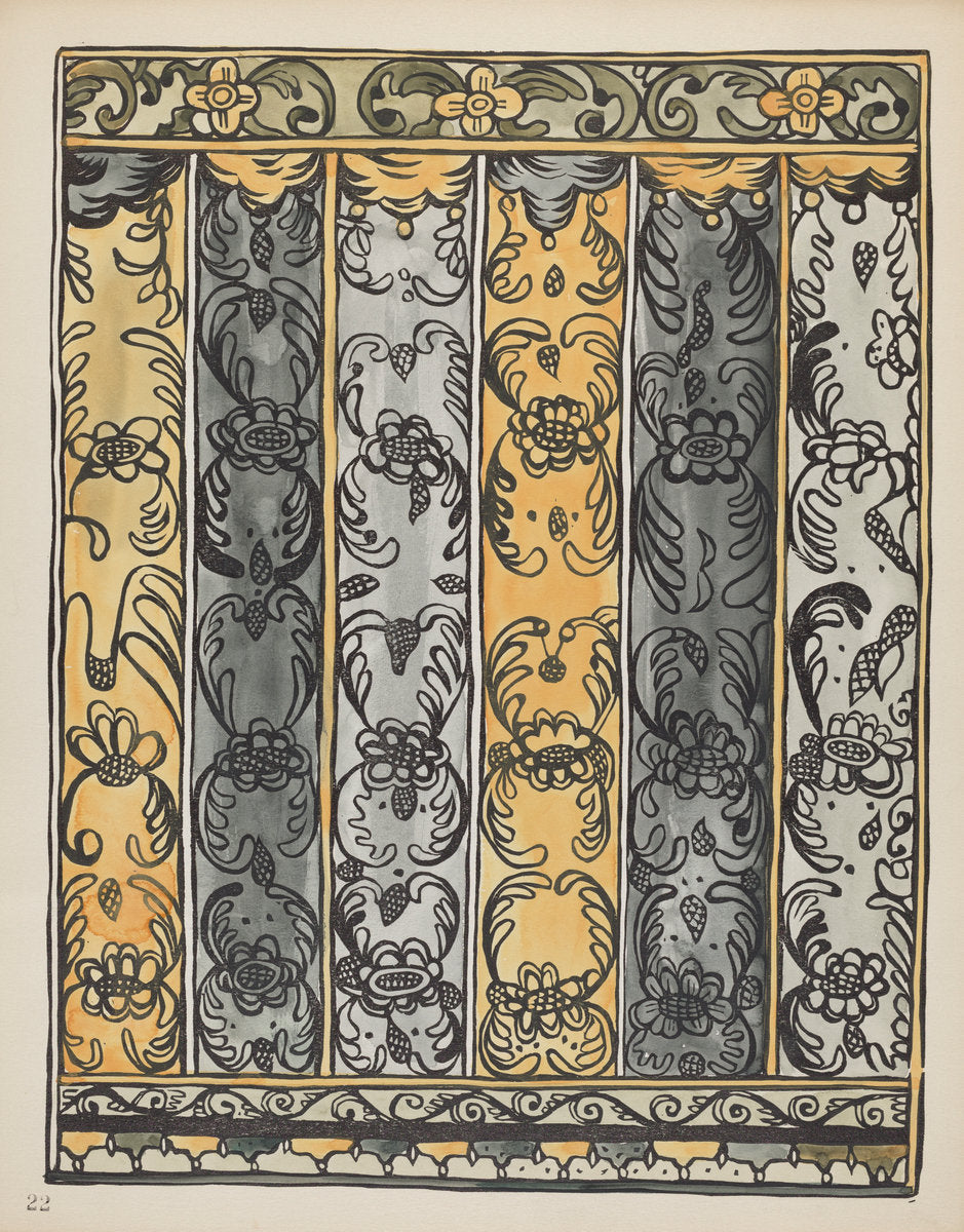 1935/1942 by American 20th Century (Plate 22: Wall Decoration, Laguna: From Portfolio "Spanish Colonial Designs of New Mexico"), 16X12"(A3)Poster Print