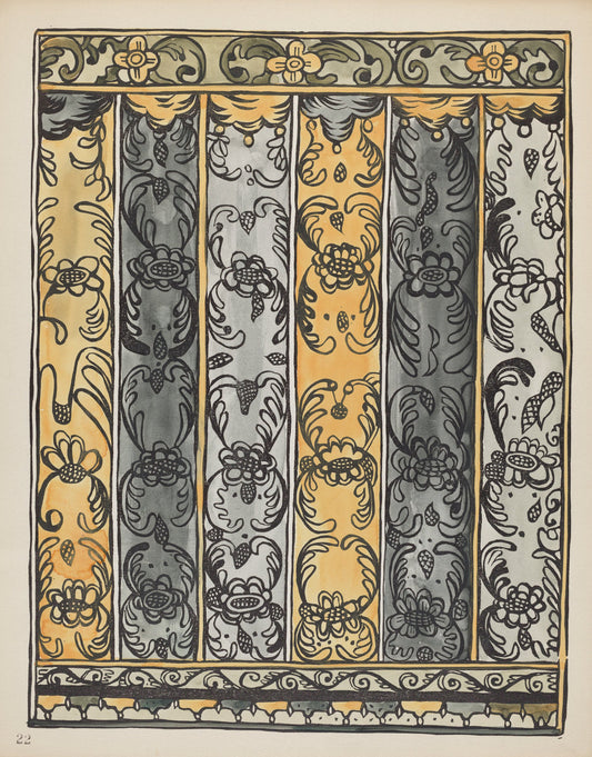 1935/1942 by American 20th Century (Plate 22: Wall Decoration, Laguna: From Portfolio "Spanish Colonial Designs of New Mexico"), 16X12"(A3)Poster Print