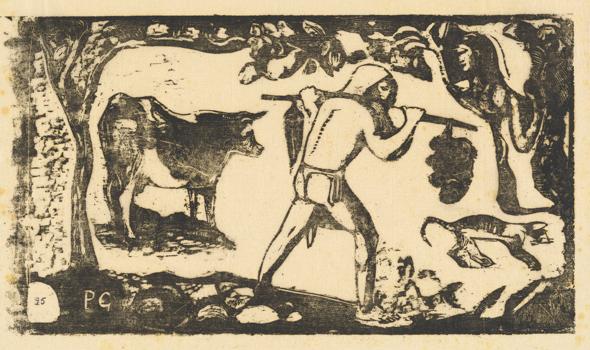 Tahitian Carrying Bananas (Le porteur de fei) by Paul Gauguin (French, 1848 - 1903), 16X12"(A3)Poster Print