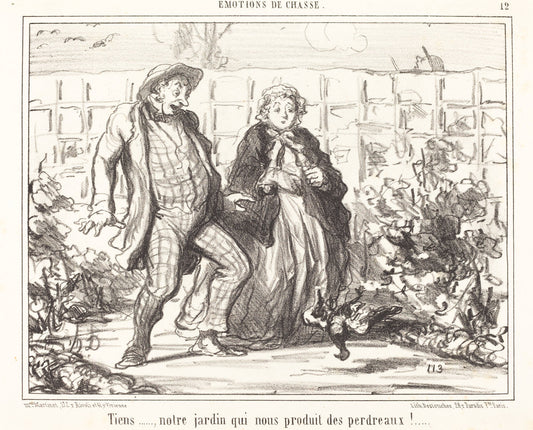 Tiens... notre jardin... produit des perdreaux!... by Honoré Daumier (French, 1808 - 1879), 16X12"(A3)Poster Print
