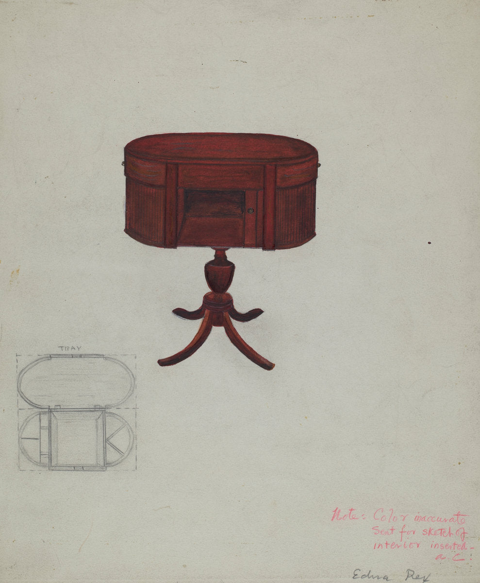 Duncan Phyfe Sewing Cabinet by Edna C. Rex (American, active c. 1935), 16X12"(A3)Poster Print
