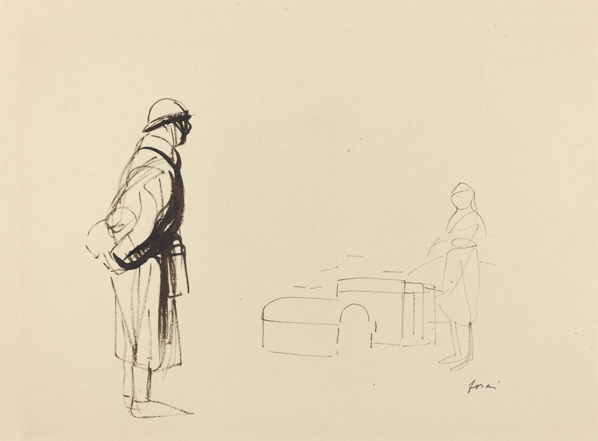 Poilu and Nurse by Jean-Louis Forain (French, 1852 - 1931), 16X12"(A3)Poster Print