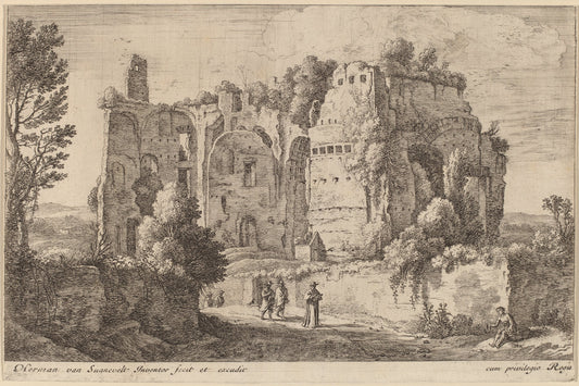 Landscape with the Cardinal by Herman van Swanevelt (Dutch, c. 1600 - 1655), 16X12"(A3)Poster Print