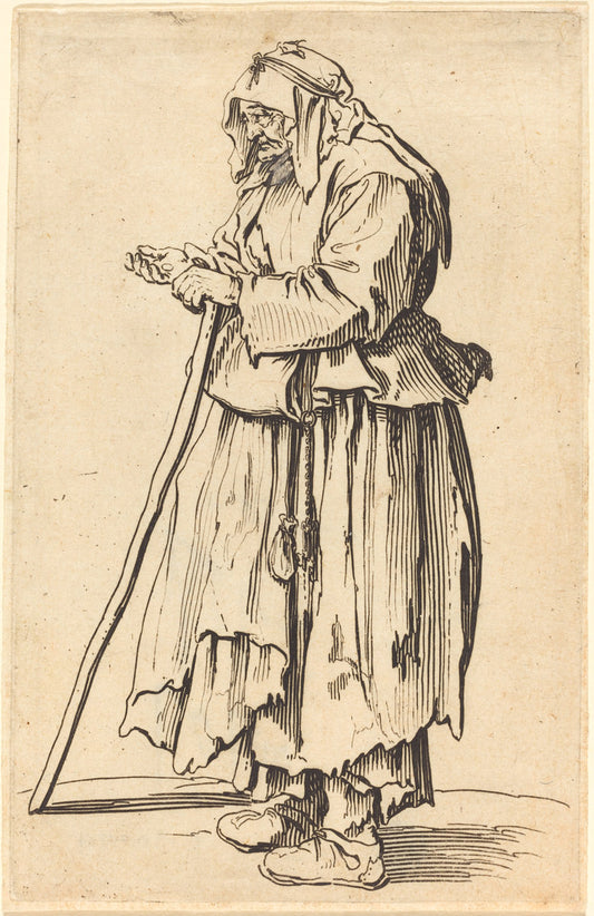 Beggar Woman Receiving Charity by Jacques Callot (French, 1592 - 1635), 16X12"(A3)Poster Print