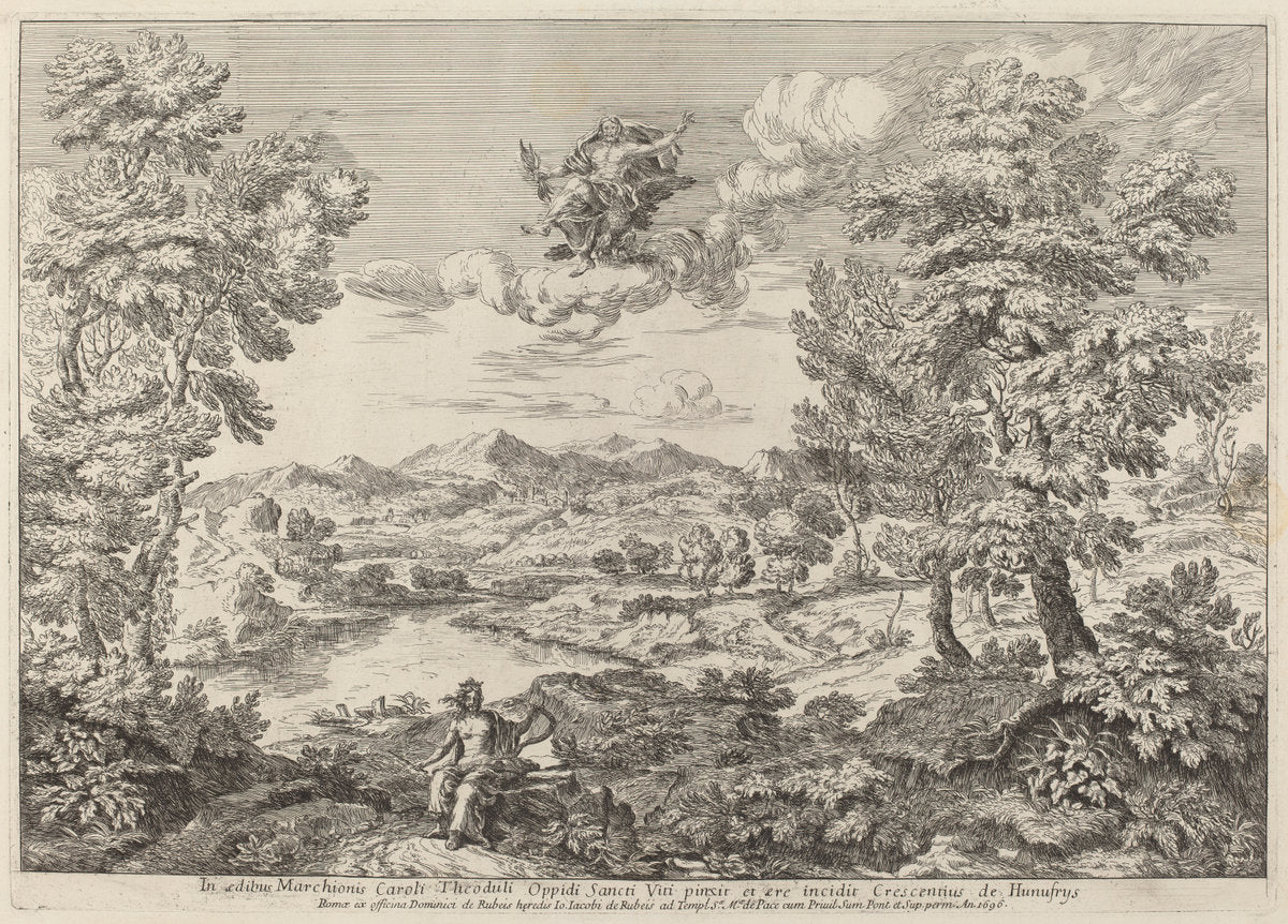 Jupiter in a Landscape by Crescenzio Onofri (Italian, probably 1632 - 1712 or after), 16X12"(A3)Poster Print