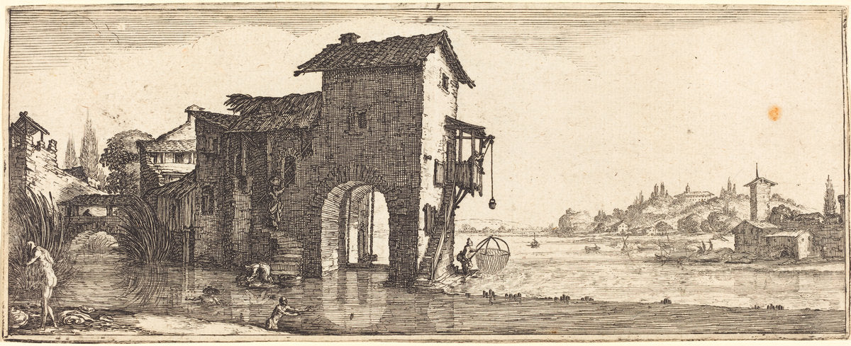 probably c. 1633/1635 by Follower of Jacques Callot (The Watermill), 16X12"(A3)Poster Print