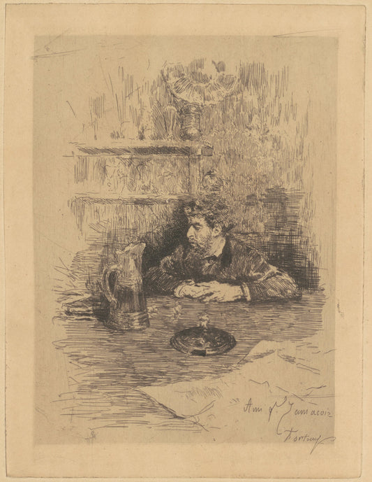 Ami Ed. Zamacois (Eduardo Zamacois y Zabala) by Mariano Fortuny y Carbó (Spanish, 1838 - 1874), 16X12"(A3)Poster Print