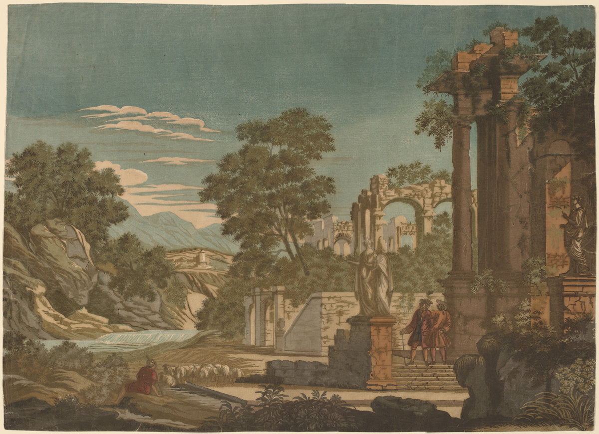 Ulysses and Polyphemus by John Baptist Jackson, Francesco Primaticcio (English, 1701 - c. 1780), 16X12"(A3)Poster Print