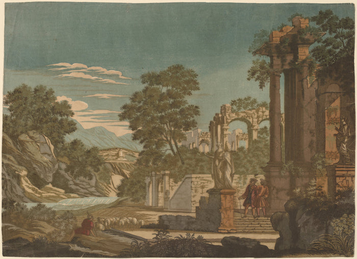 Ulysses and Polyphemus by John Baptist Jackson, Francesco Primaticcio (English, 1701 - c. 1780), 16X12