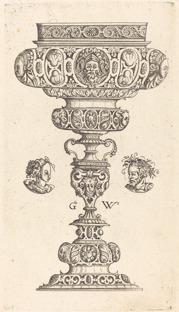 Chalice with Head of a Warrior by Georg Wechter I (German, c. 1526 - 1586), 16X12"(A3)Poster Print