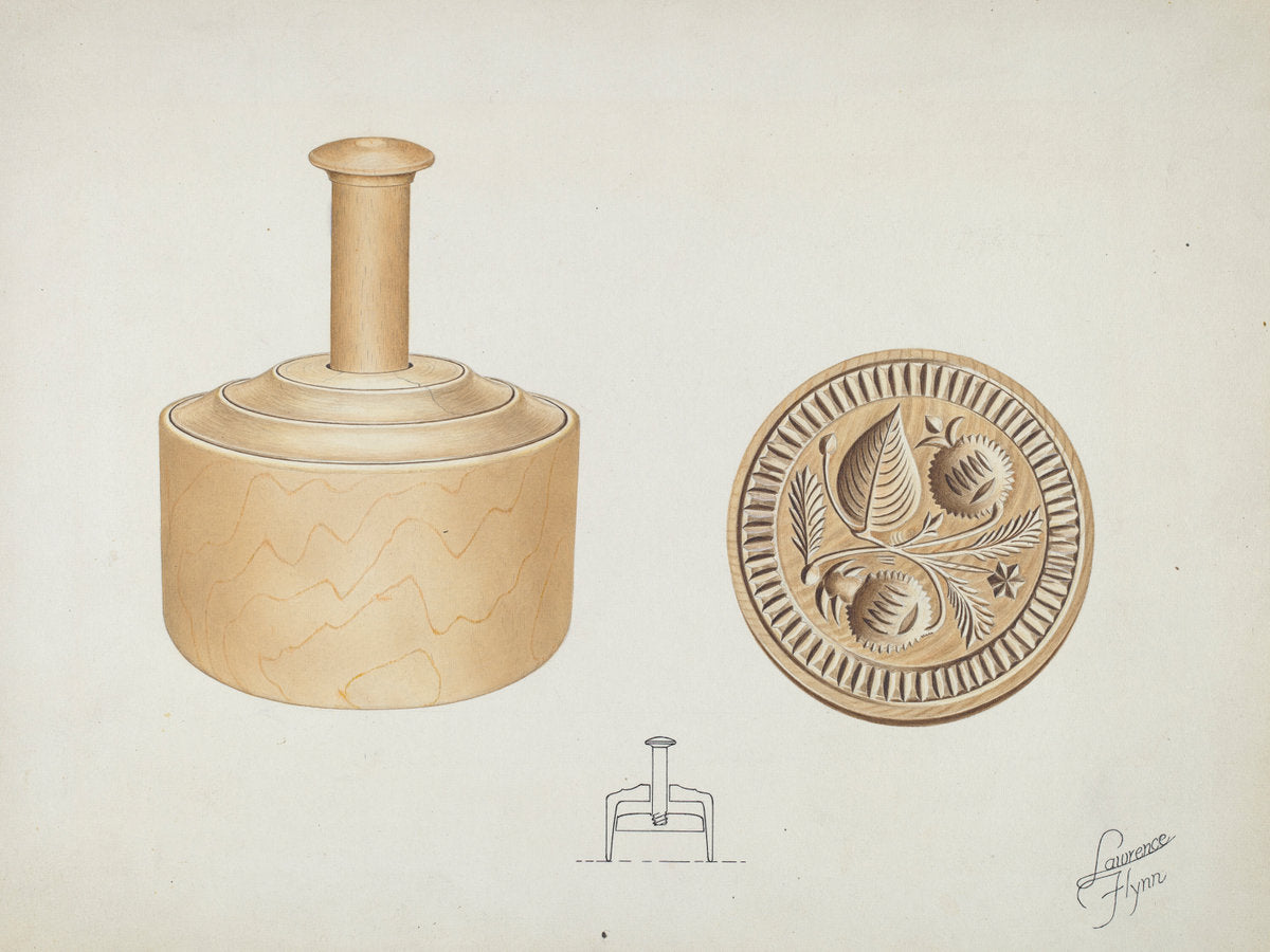 Butter Mold - Burr Design by Lawrence Flynn (American, 1900 - 1973), 16X12"(A3)Poster Print