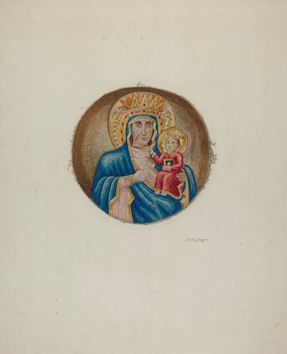 Religious Embroidery by Stanley Mazur (American, active c. 1935), 16X12"(A3)Poster Print