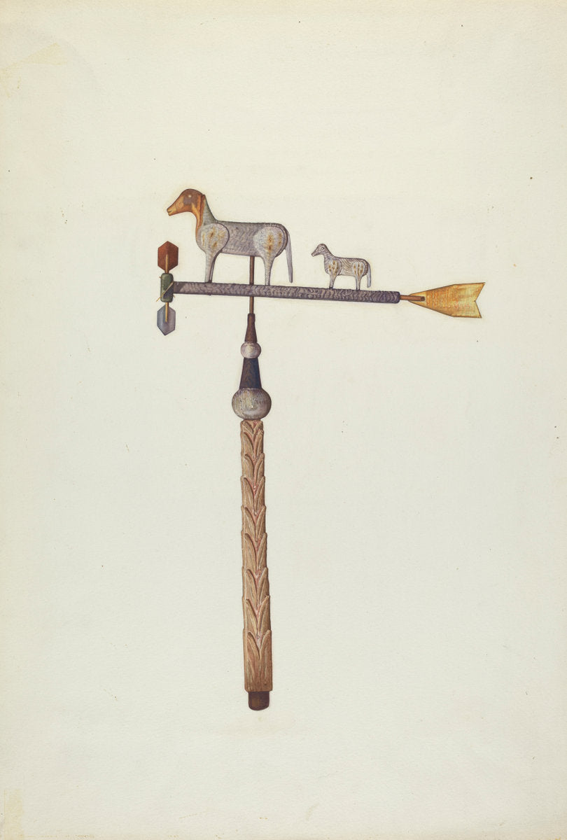 Sheep Weather Vane by Laura Bilodeau (American, 1896 - 1982), 16X12"(A3)Poster Print