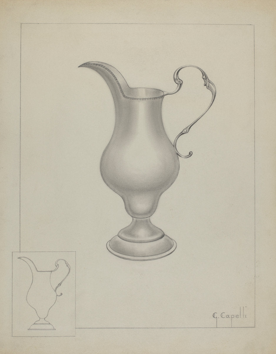 Silver Creamer by Giacinto Capelli (American, active c. 1935), 16X12"(A3)Poster Print