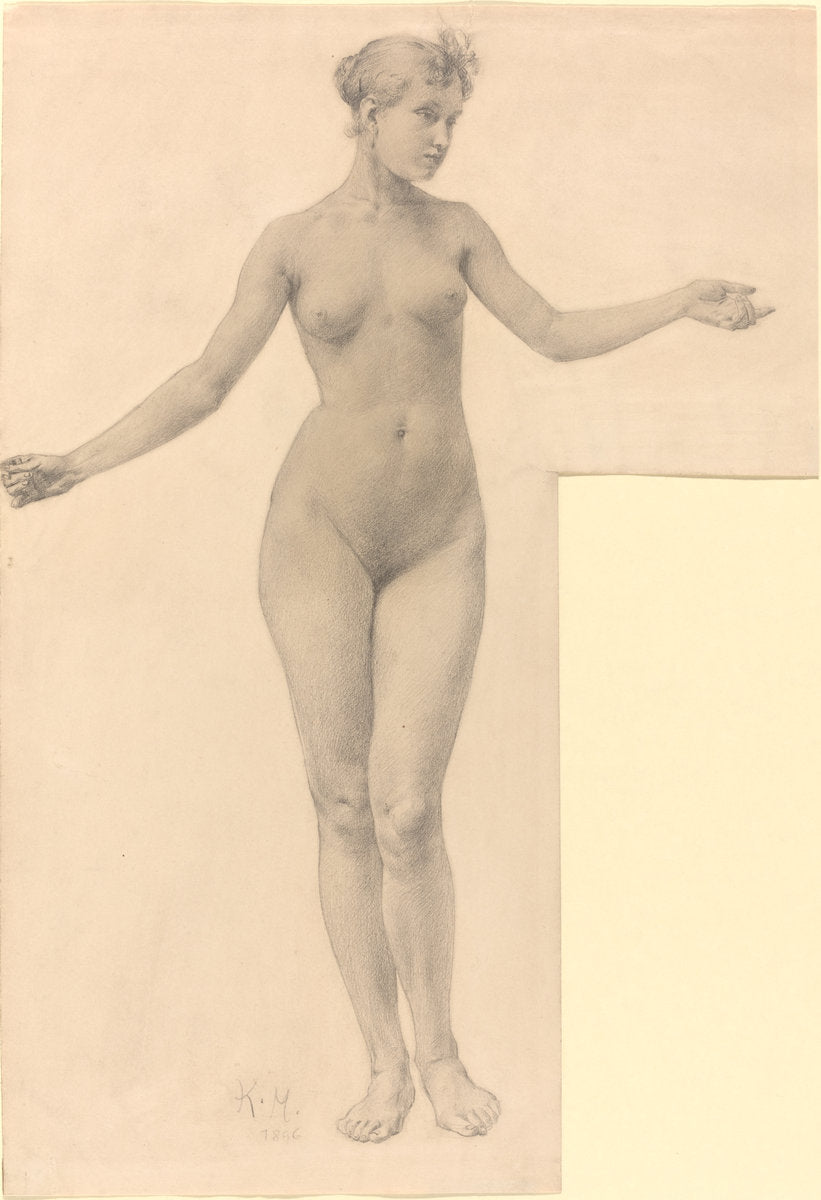 Female Nude with Outstretched Arms by Karel Vitezslav Masek (Czech, 1865 - 1927), 16X12"(A3)Poster Print