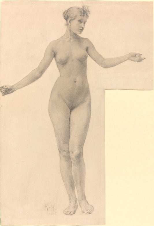 Female Nude with Outstretched Arms by Karel Vitezslav Masek (Czech, 1865 - 1927), 16X12"(A3)Poster Print