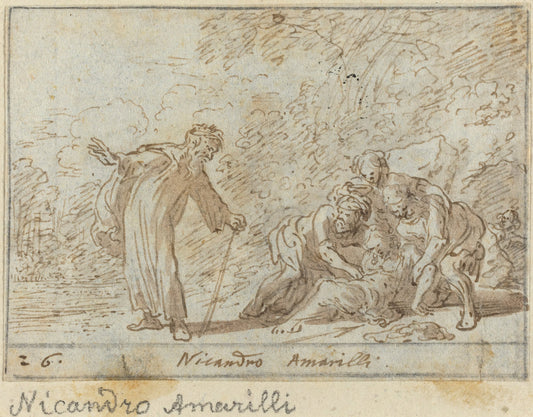 Nicandro and Amarilli by Johann Wilhelm Baur (German, 1607 - 1641), 16X12"(A3)Poster Print