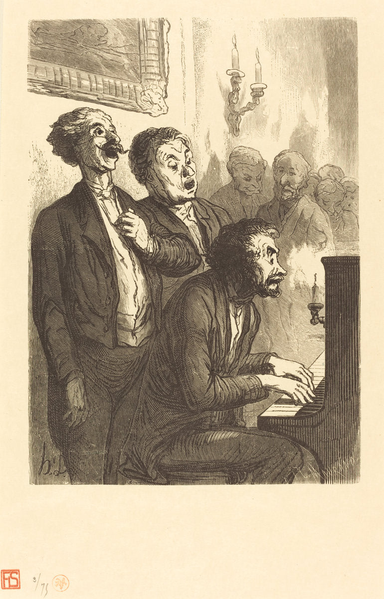 Les Chanteurs de salon by Charles Maurand after Honoré Daumier (French, active 1863/1881), 16X12"(A3)Poster Print