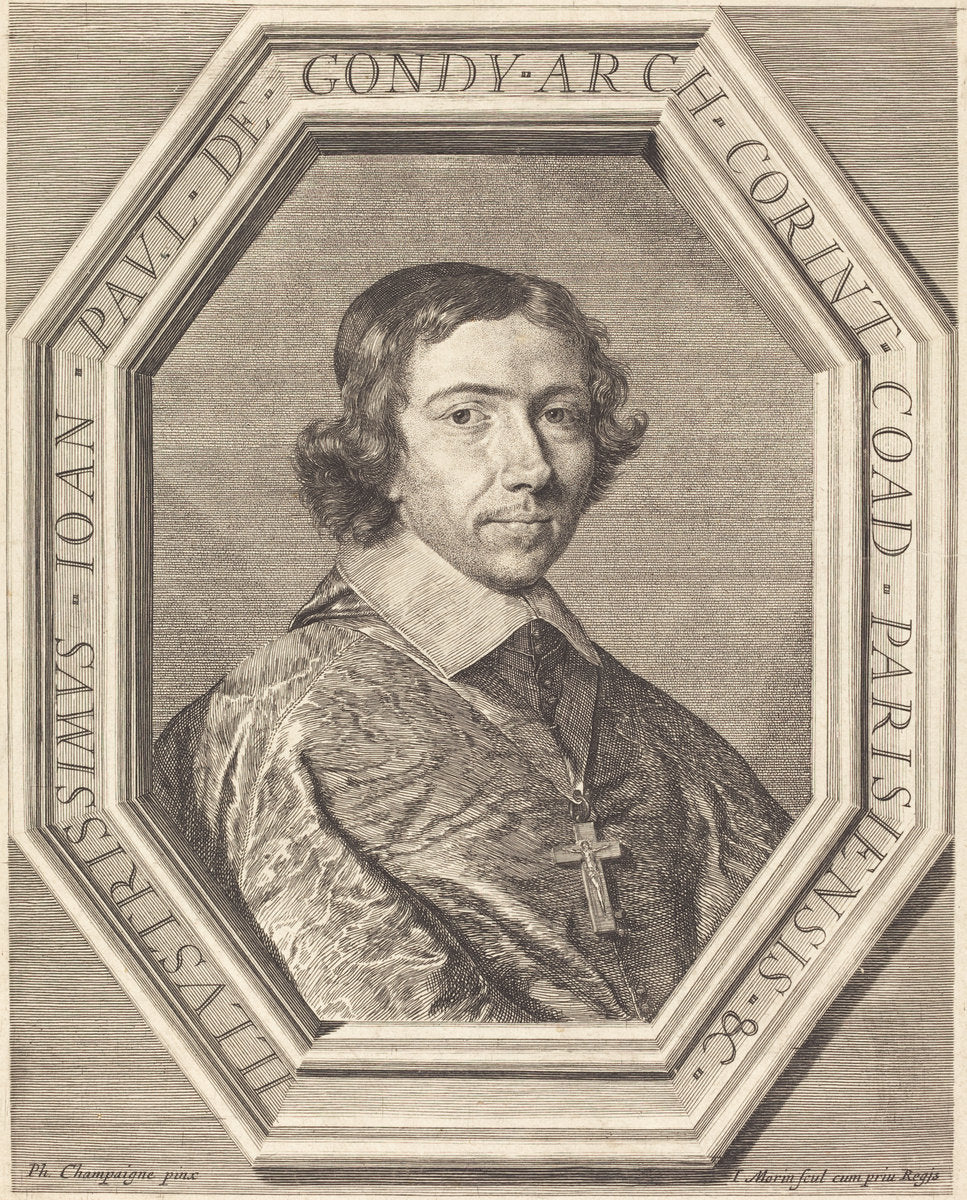 Jean Francois Paul de Gondy by Jean Morin after Philippe de Champaigne (French, c. 1600 - 1650), 16X12"(A3)Poster Print