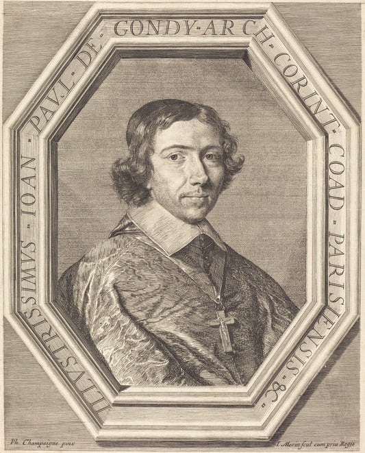 Jean Francois Paul de Gondy by Jean Morin after Philippe de Champaigne (French, c. 1600 - 1650), 16X12"(A3)Poster Print