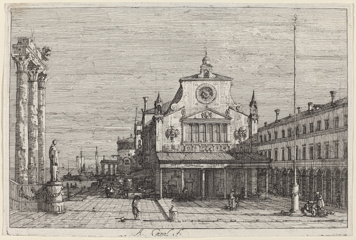 Imaginary View of S. Giacomo di Rialto by Canaletto (Italian, 1697 - 1768), 16X12"(A3)Poster Print