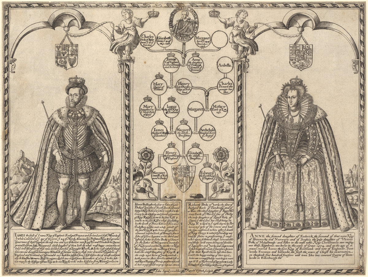 James I and Anne of Denmark by Renold Elstrack (English, 1571 - 1625), 16X12"(A3)Poster Print