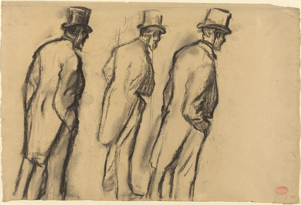 Three Studies of Ludovic Halévy Standing by Edgar Degas (French, 1834 - 1917), 16X12