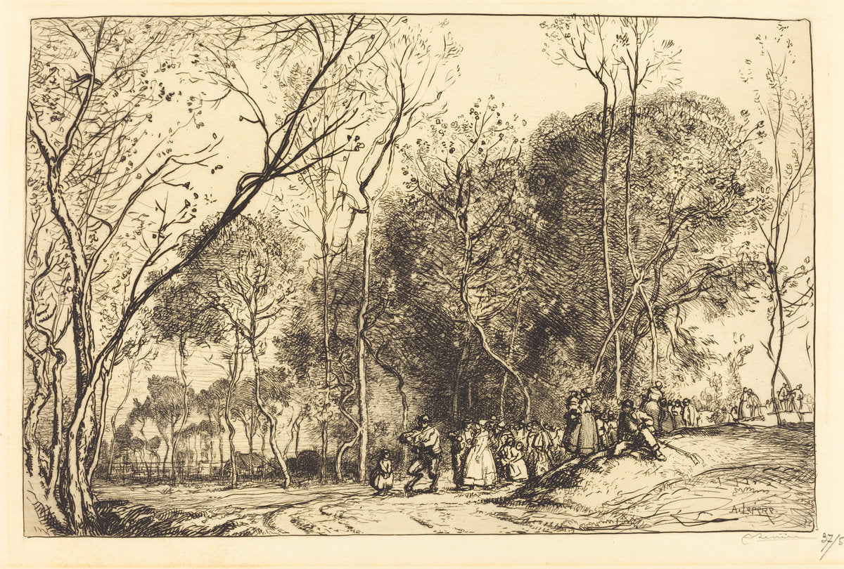 Summer in Saint-Martin, the Past Nuptials (Ete de la Saint-Martin, la noce qui passe) by Auguste Lepère (French, 1849 - 1918), 16X12"(A3)Poster Print