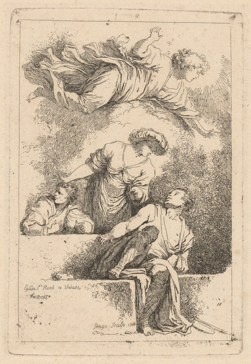 The Disciples at the Tomb by Jean-Honoré Fragonard after Jacopo Tintoretto (French, 1732 - 1806), 16X12"(A3)Poster Print