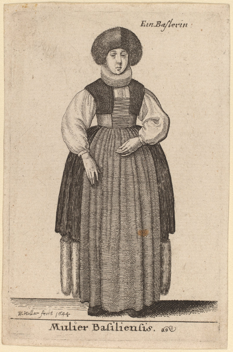 Mulier Basiliensis by Wenceslaus Hollar (Bohemian, 1607 - 1677), 16X12"(A3)Poster Print