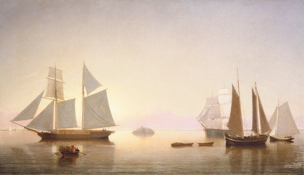 Becalmed off Halfway Rock by Fitz Henry Lane (American, 1804 - 1865), 16X12"(A3)Poster Print