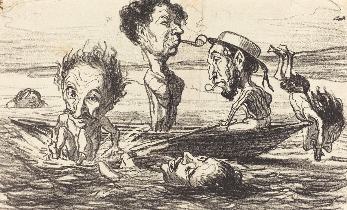 Les Tritons de la Seine by Honoré Daumier (French, 1808 - 1879), 16X12"(A3)Poster Print