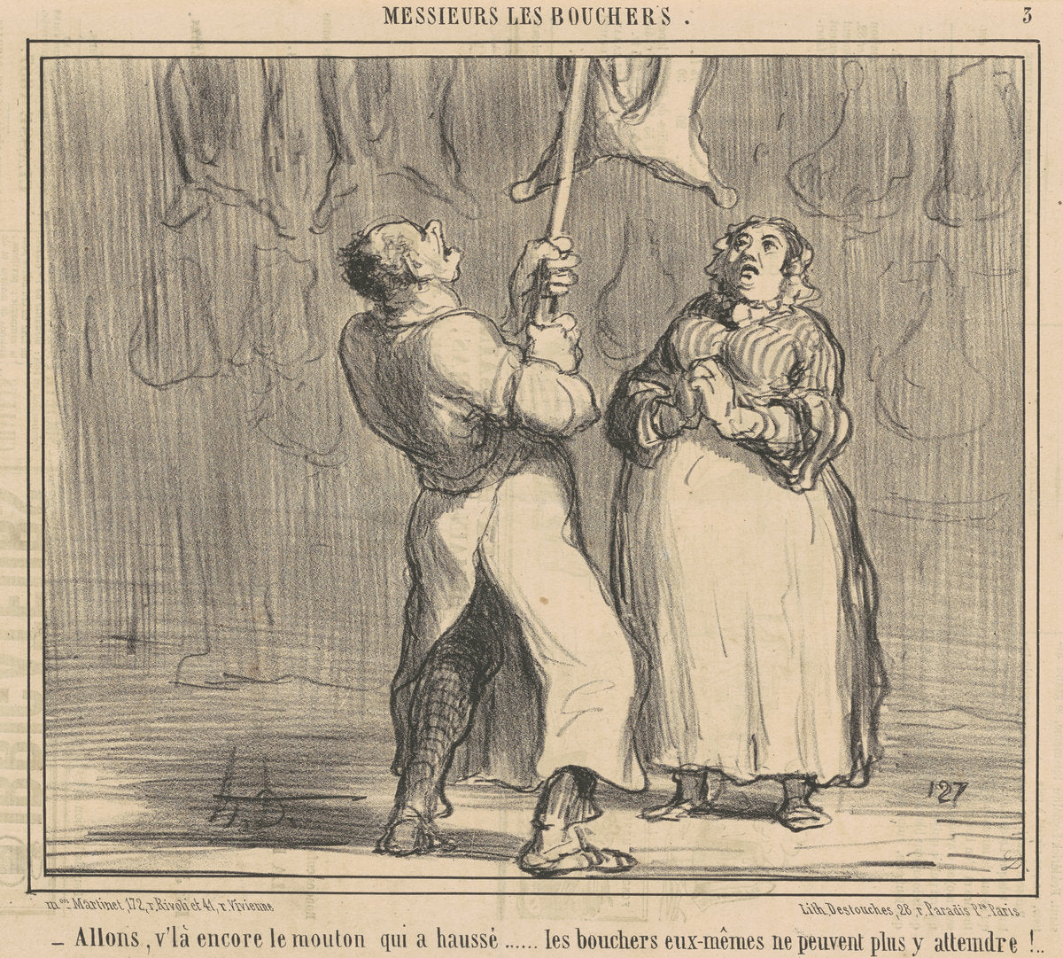 Allons, v'la encore le mouton qui a haussé by Honoré Daumier (French, 1808 - 1879), 16X12"(A3)Poster Print