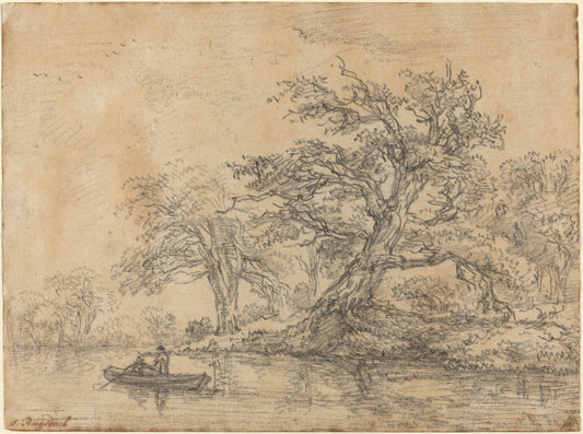Old Trees along a Bank by Jacob van Ruisdael (Dutch, c. 1628/1629 - 1682), 16X12"(A3)Poster Print
