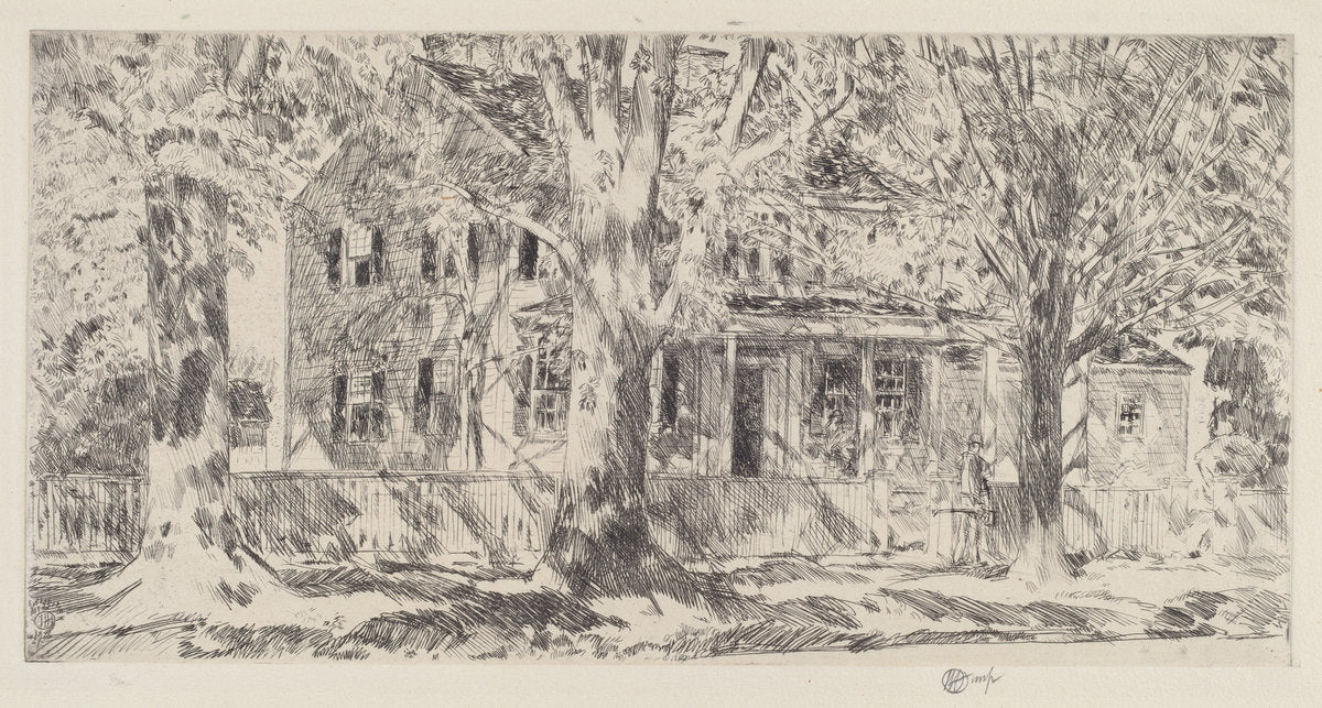 House on the Main Street, Easthampton by Childe Hassam (American, 1859 - 1935), 16X12"(A3)Poster Print