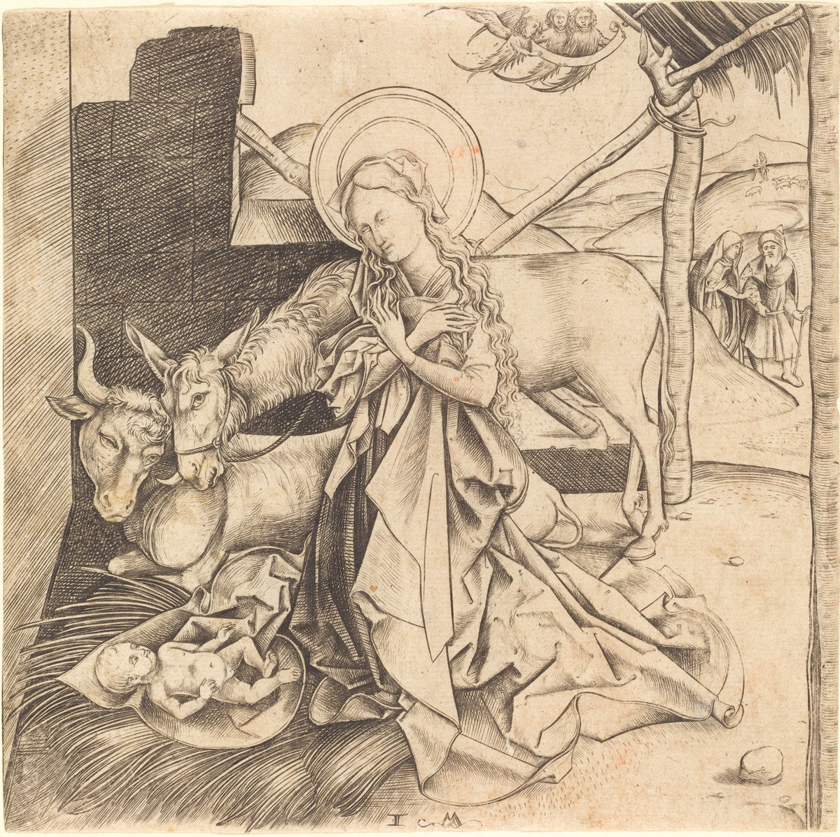 The Nativity by Israhel van Meckenem (German, c. 1445 - 1503), 16X12"(A3)Poster Print
