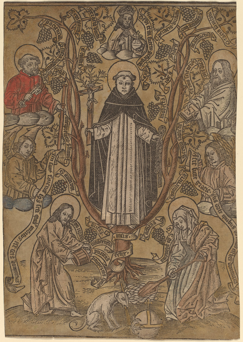 1480/1490 by Netherlandish 15th Century (The Genealogical Tree of the Dominicans), 16X12"(A3)Poster Print