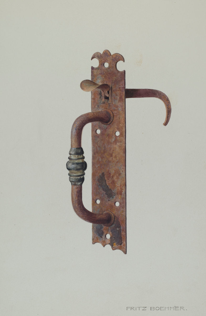 Door Latch by Fritz Boehmer (American, active c. 1935), 16X12"(A3)Poster Print