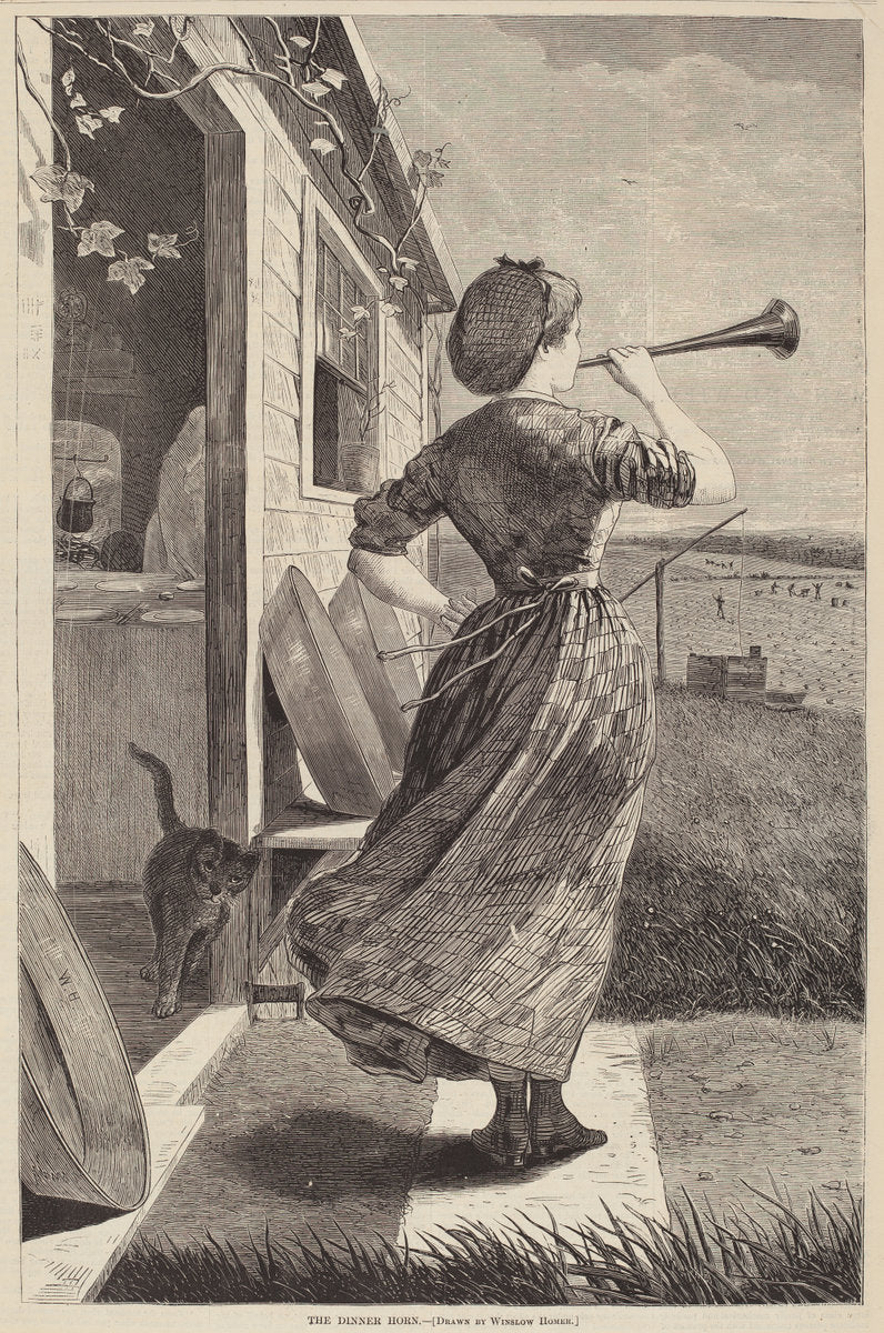 1870 by after Winslow Homer (The Dinner Horn), 16X12"(A3)Poster Print
