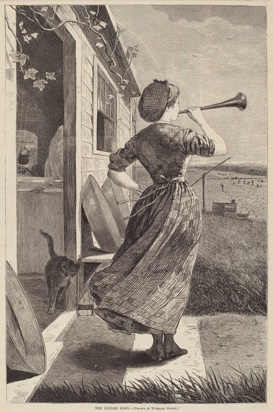 1870 by after Winslow Homer (The Dinner Horn), 16X12"(A3)Poster Print