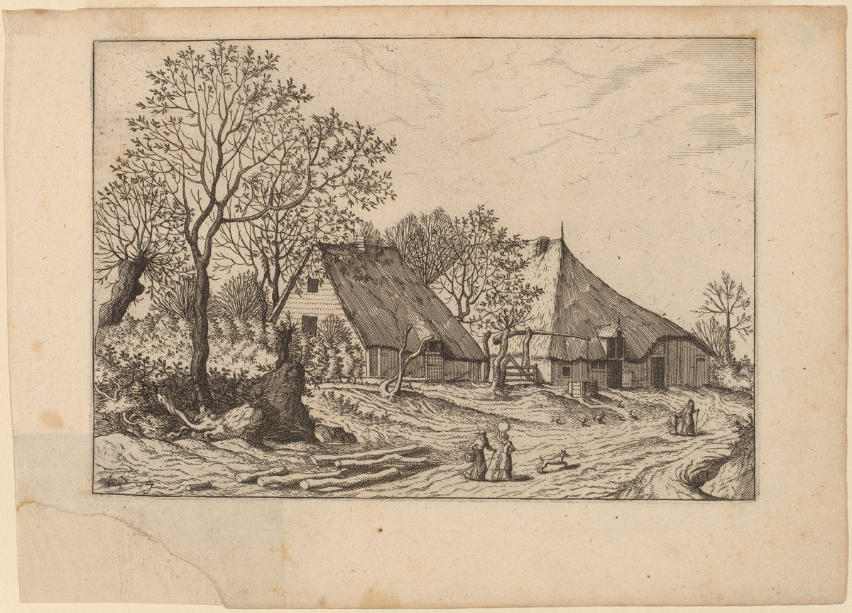 Farm with Shed and Draw Well by Johannes and Lucas van Doetechum after Master of the Small Landscapes (Dutch, died 1605), 16X12"(A3)Poster Print