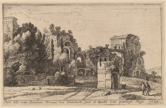 The Baths of Caracalla by Herman van Swanevelt (Dutch, c. 1600 - 1655), 16X12"(A3)Poster Print