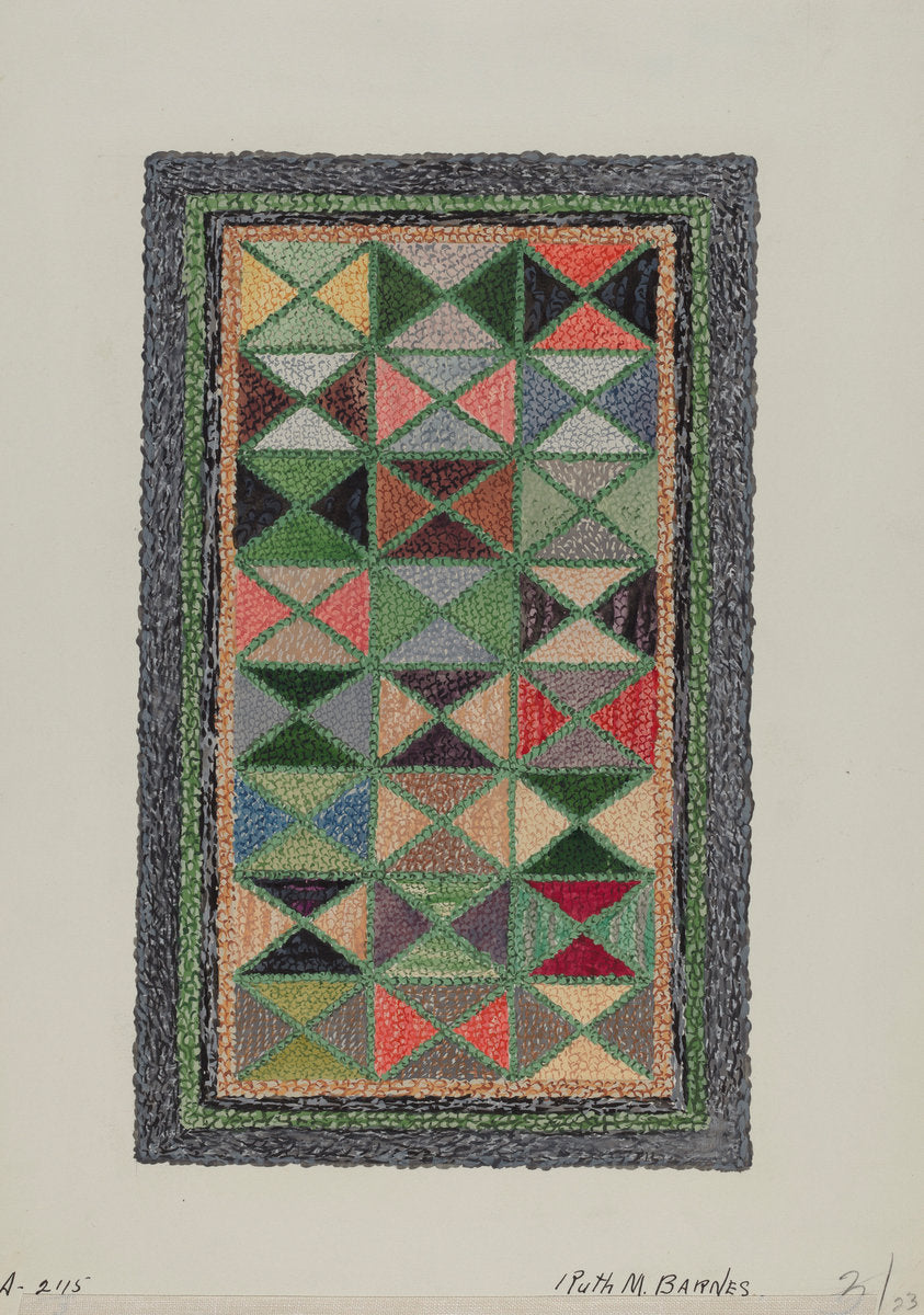 Hooked Rug by Ruth M. Barnes (American, active c. 1935), 16X12"(A3)Poster Print