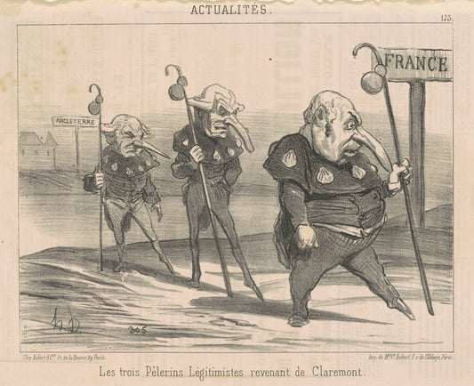 Le trois légitimistes ... revenant de Claremont by Honoré Daumier (French, 1808 - 1879), 16X12"(A3)Poster Print