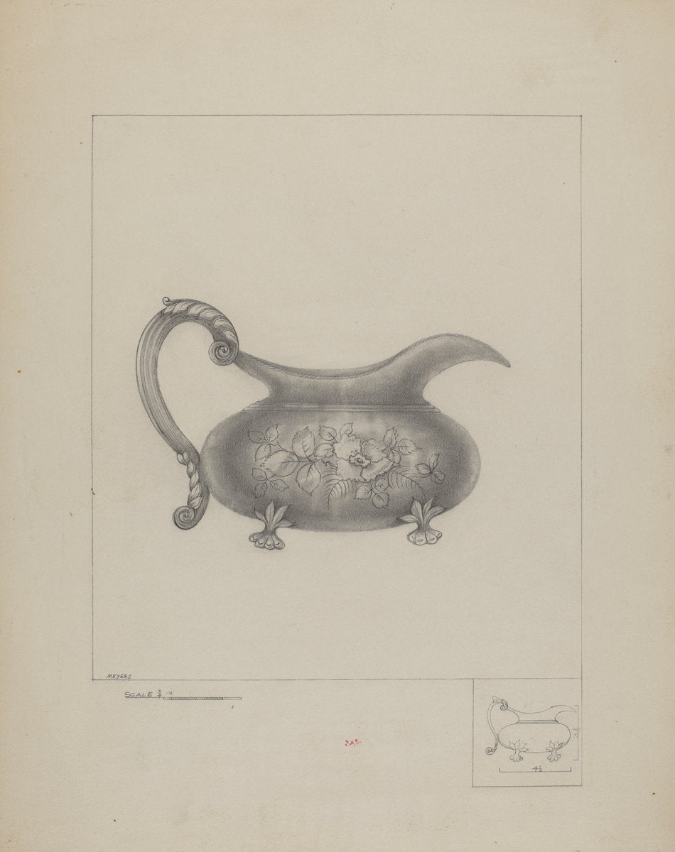 Silver Cream Pitcher by Henry Meyers (American, active c. 1935), 16X12"(A3)Poster Print