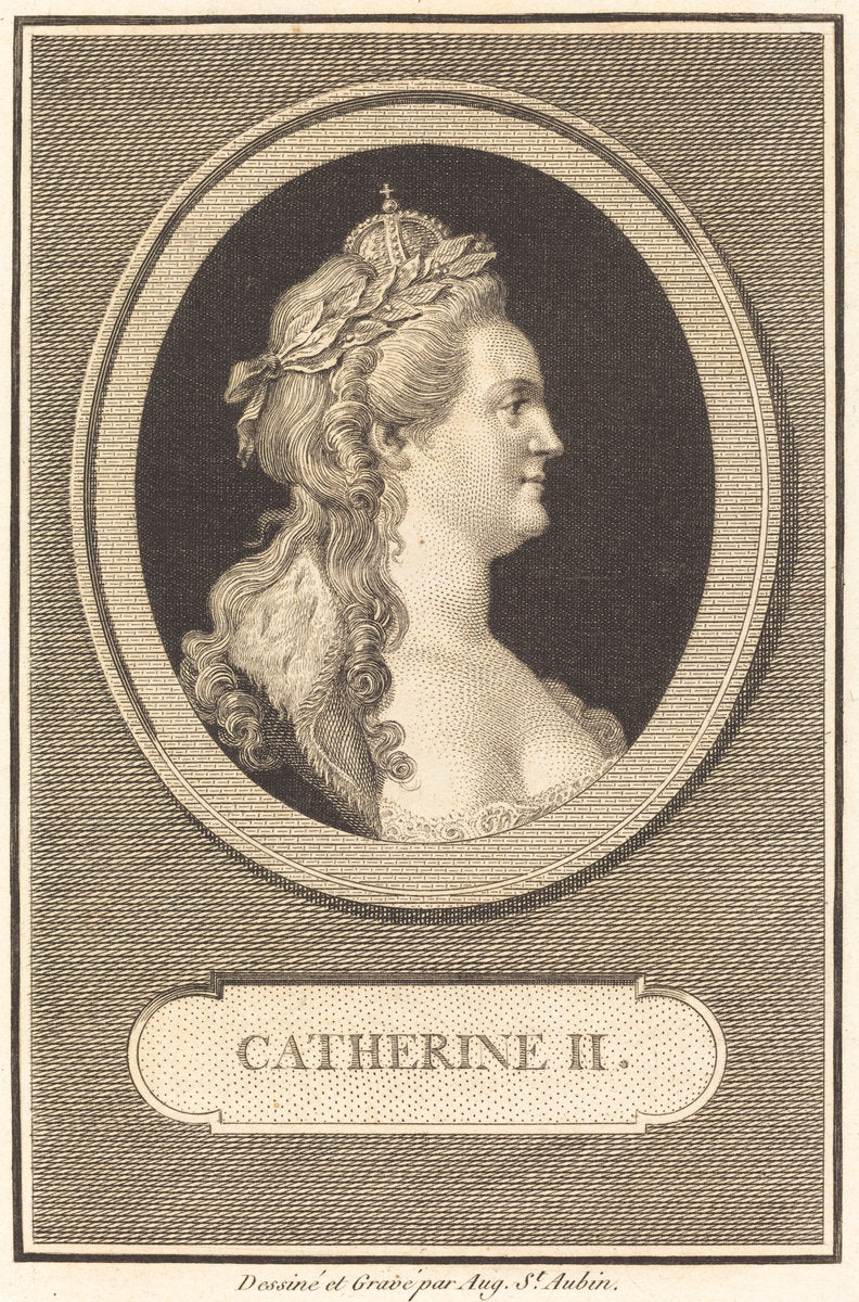 Catherine II by Augustin de Saint-Aubin (French, 1736 - 1807), 16X12"(A3)Poster Print