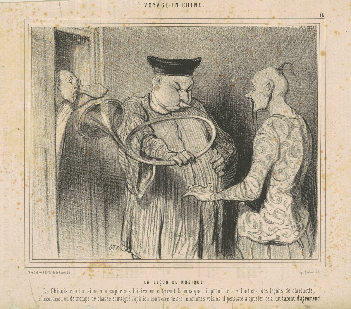 La leçon de musique by Honoré Daumier (French, 1808 - 1879), 16X12"(A3)Poster Print