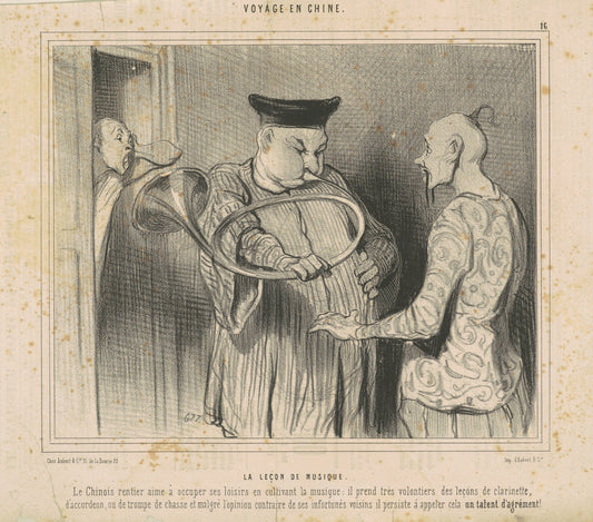 La leçon de musique by Honoré Daumier (French, 1808 - 1879), 16X12"(A3)Poster Print