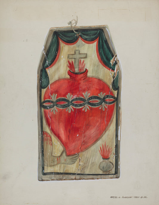 Retablo (Sacred Heart) by Majel G. Claflin (American, active c. 1935), 16X12"(A3)Poster Print