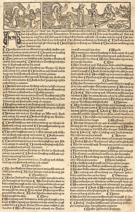 1475 by German 15th Century (Calendar with the Nativity and Adoration), 16X12"(A3)Poster Print